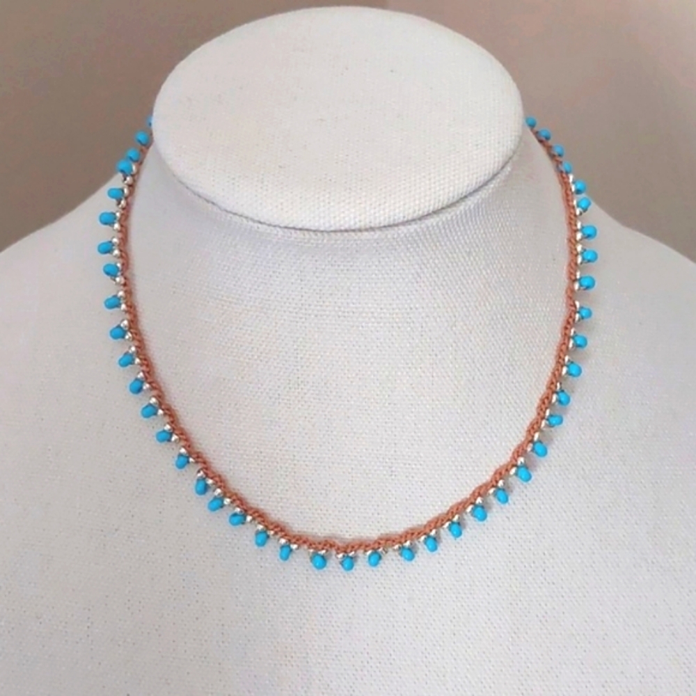 Boho Necklace, Blue,  Summer,  Handcrafted by Rust Belt Raised